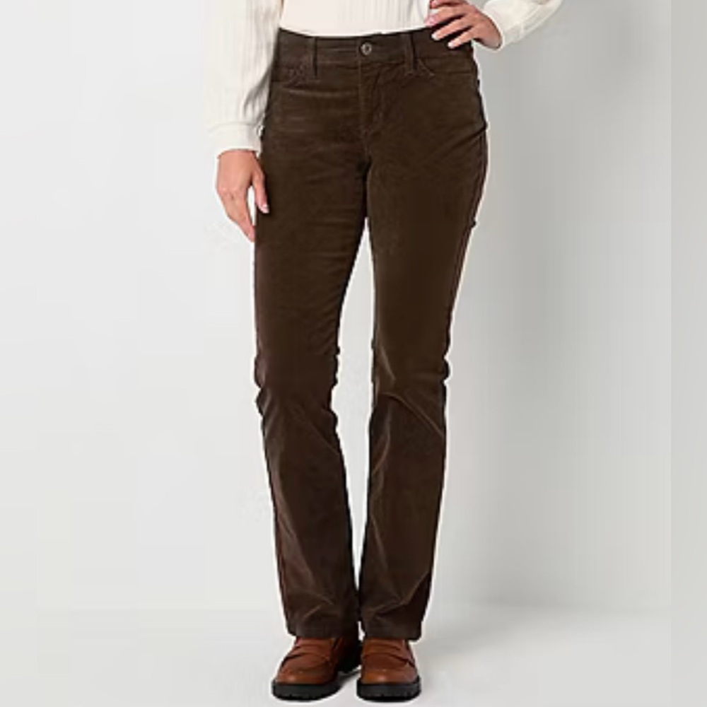 Calvin Klein women’s size 12 brown corduroy pants with flap back button pockets